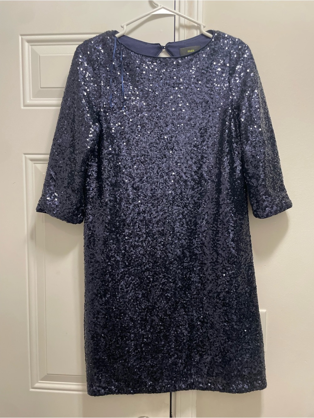 Women’s Sparkling Navy Sequin Mini Dress - Shift Silhouette Size 4